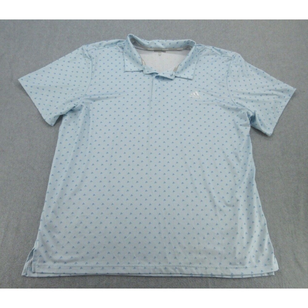 Adidas Mens Polo Shirt Regular Light Blue Geometric Logo Print 2XL